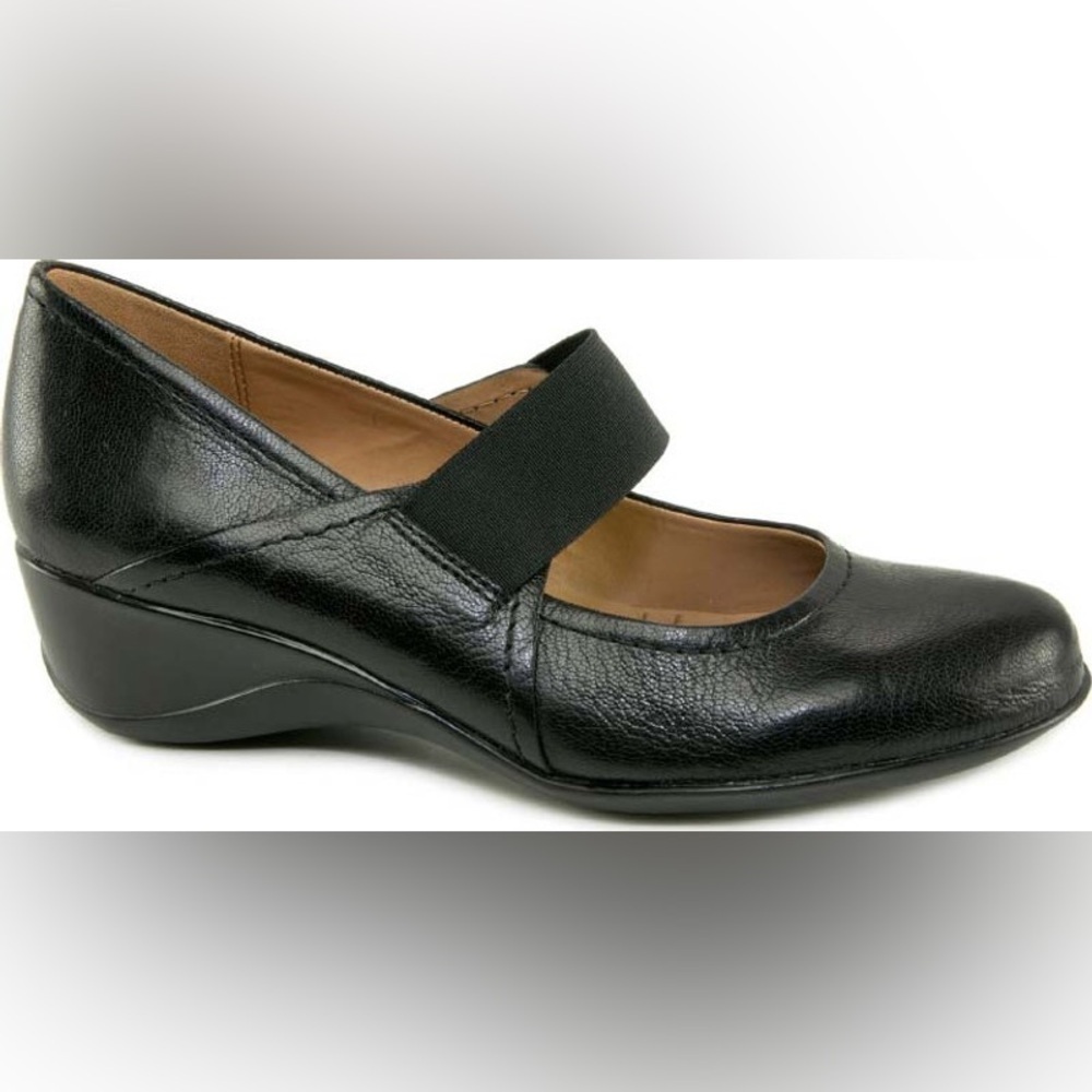 Naturalizer Ande Mary Janes Black Leather Slip On Comfort Round Toe Size 7.5